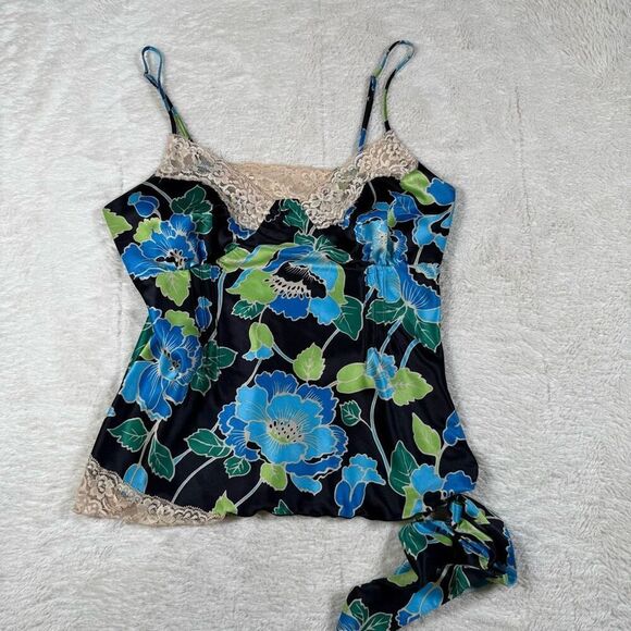 Vintage Mix It Women’s Blue Floral Tank Top Blouse - Picture 1 of 5